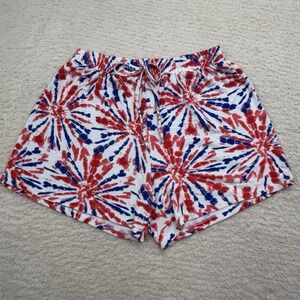 Liberty Park Womens Americana Rayon Shorts Fireworks Red Blue White Size Med EUC